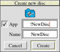 [The 'Create new disc' window]